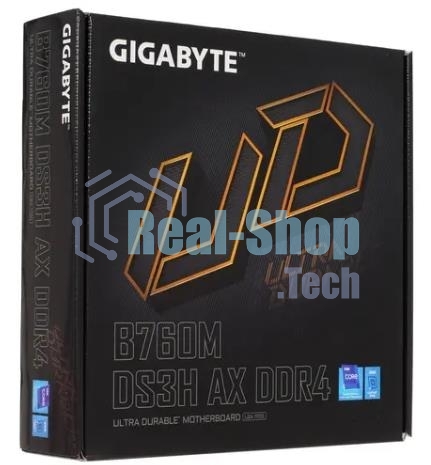 Материнская плата Gigabyte B760M DS3H AX DDR4 (V1.2/V1.3), LGA 1700, Intel B760, 4xDDR4, 4xSATA, 2xM.2, 1xPCI-E 4.0 x16, 2xPCI-E 4.0 x1, 1xHDMI, 2xDP, 1x 2.5Gb LAN, 3xUSB 3.2 Gen 1, 2xUSB 2.0, 3x3.5 мм, 7.1, Micro-ATX