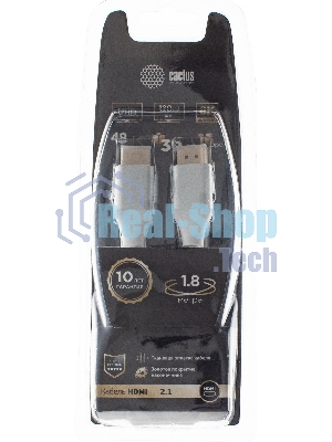 Кабель аудио-видео Cactus CS-HDMI.2.1-1.8 HDMI (m)/HDMI (m) 1.8м. позолоченные контакты серебристый