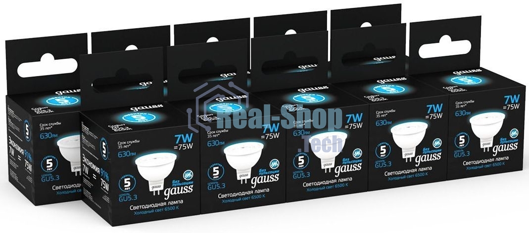 Лампа светодиодная Gauss 101505307 MR16 7W 630lm 6500K GU5.3