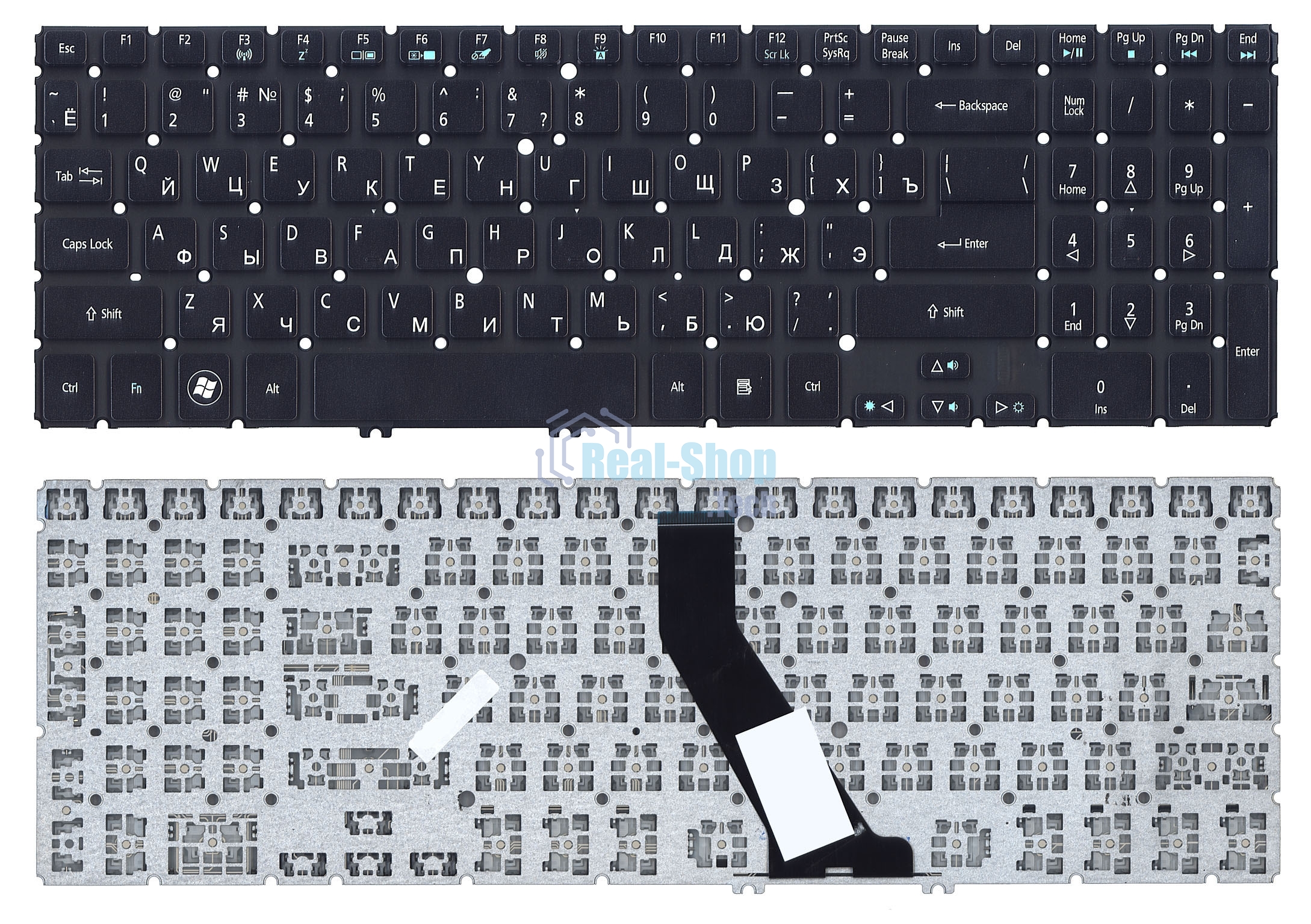 Клавиатура для ноутбука Acer Aspire V5, V5-5 M5-581T черная с подсветкой