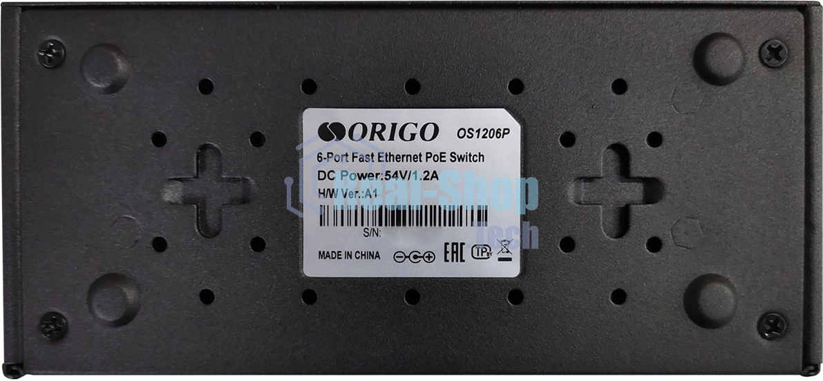 Неуправляемый PoE-коммутатор ORIGO OS1206P/60W/A1A 4x100Base-TX PoE+, 2x100Base-TX, PoE-бюджет 60 Вт, корпус металл