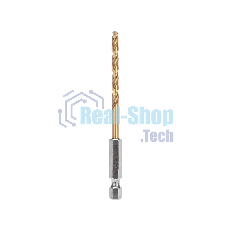 Сверло по металлу Kranz 4 мм, Р6М5, ТИТАН, шестигранный хвостовик (1 шт. в упаковке) DIN 338