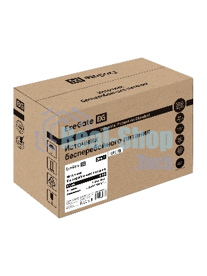 Источник бесперебойного питания ExeGate Smart LB-650.LCD.AVR.2SH.USB (650VA/390W, LCD, AVR, 2*Schuko, USB, батарея 12V 7Ah, черный)