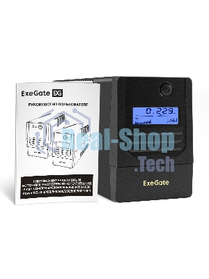 ИБП ExeGate Smart LB-600.LCD.AVR.2SH (600VA/360W, LCD, AVR, 2*Schuko, батарея 12V 7.2Ah, Black)