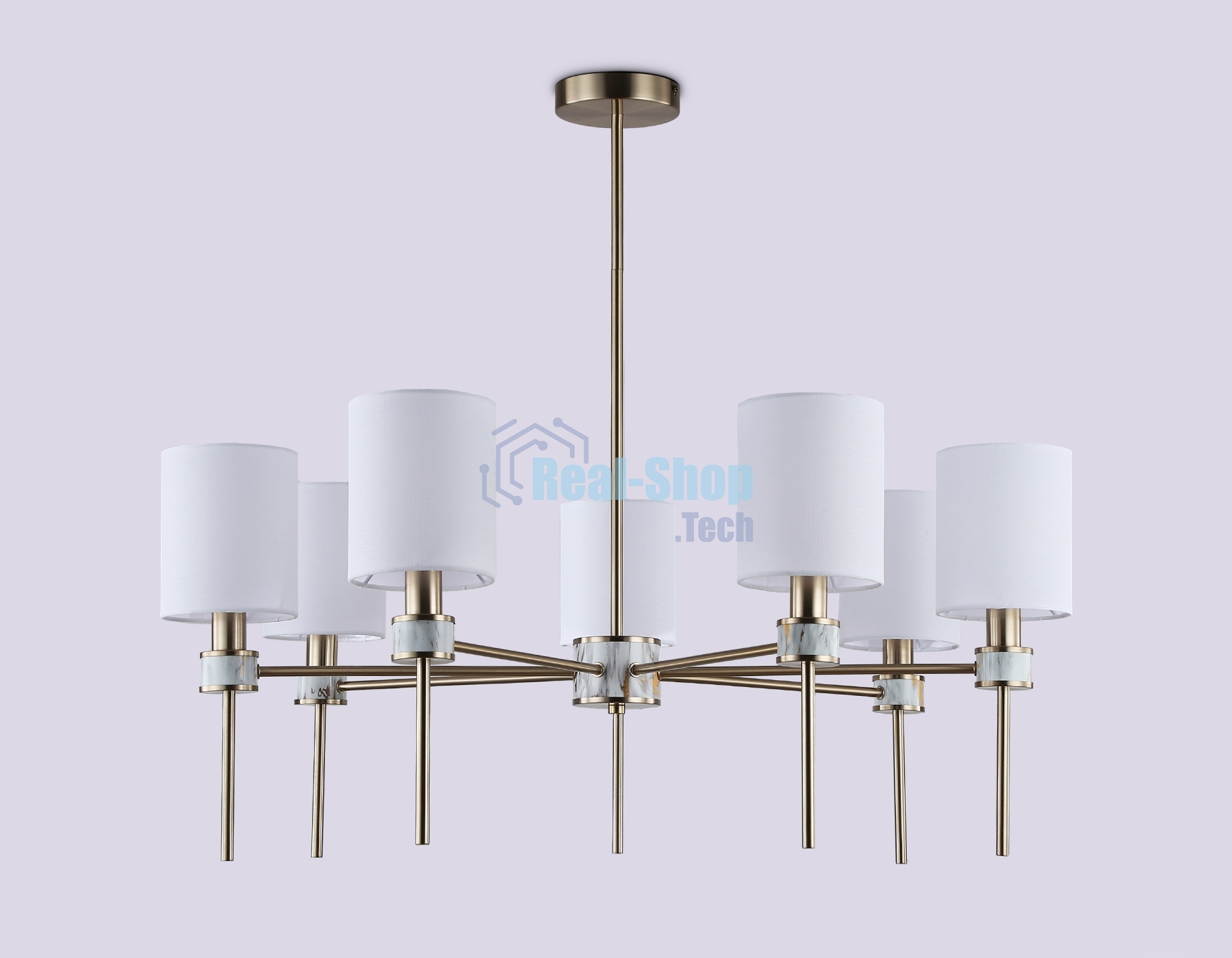 Люстра Ambrella light LH72373/7 DBS/WH темная латунь/белый E14/7 max 40W D840*720