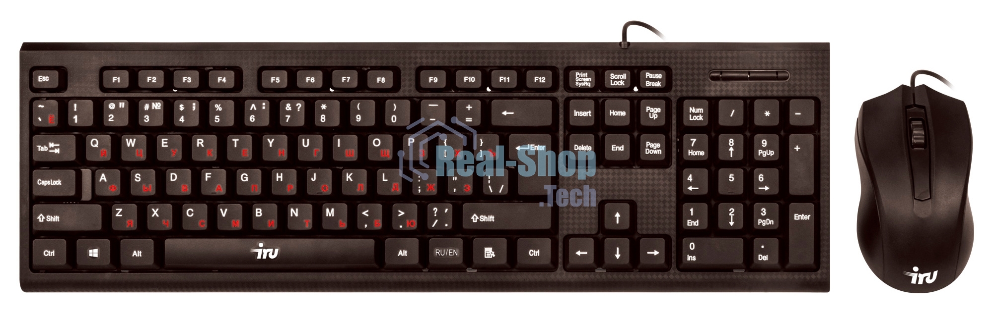 Комплект клавиатура+мышь Oklick 621M IRU проводной, USB, 1200 DPI, чёрный
