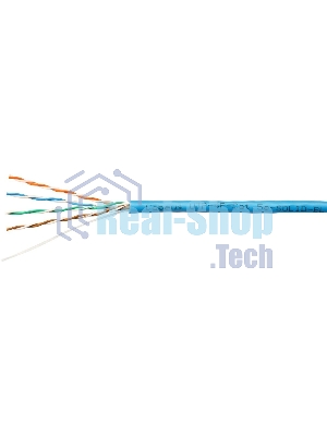 Кабель витая пара U/UTP 5e кат. 4 пары Cabeus UTP-4P-Cat.5e-SOLID-BL 24AWG(0.51 мм), медь, одножильный (solid), внутренний, PVC, нг(A)-LS, синий, уп/3