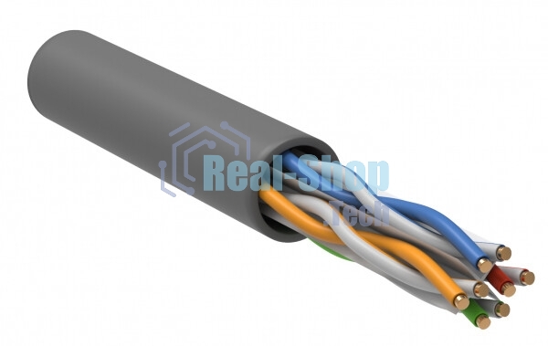 Кабель связи ITK витая пара U/UTP, кат.6, 4 пары 23AWG solid, 305м, ПВХ, серый