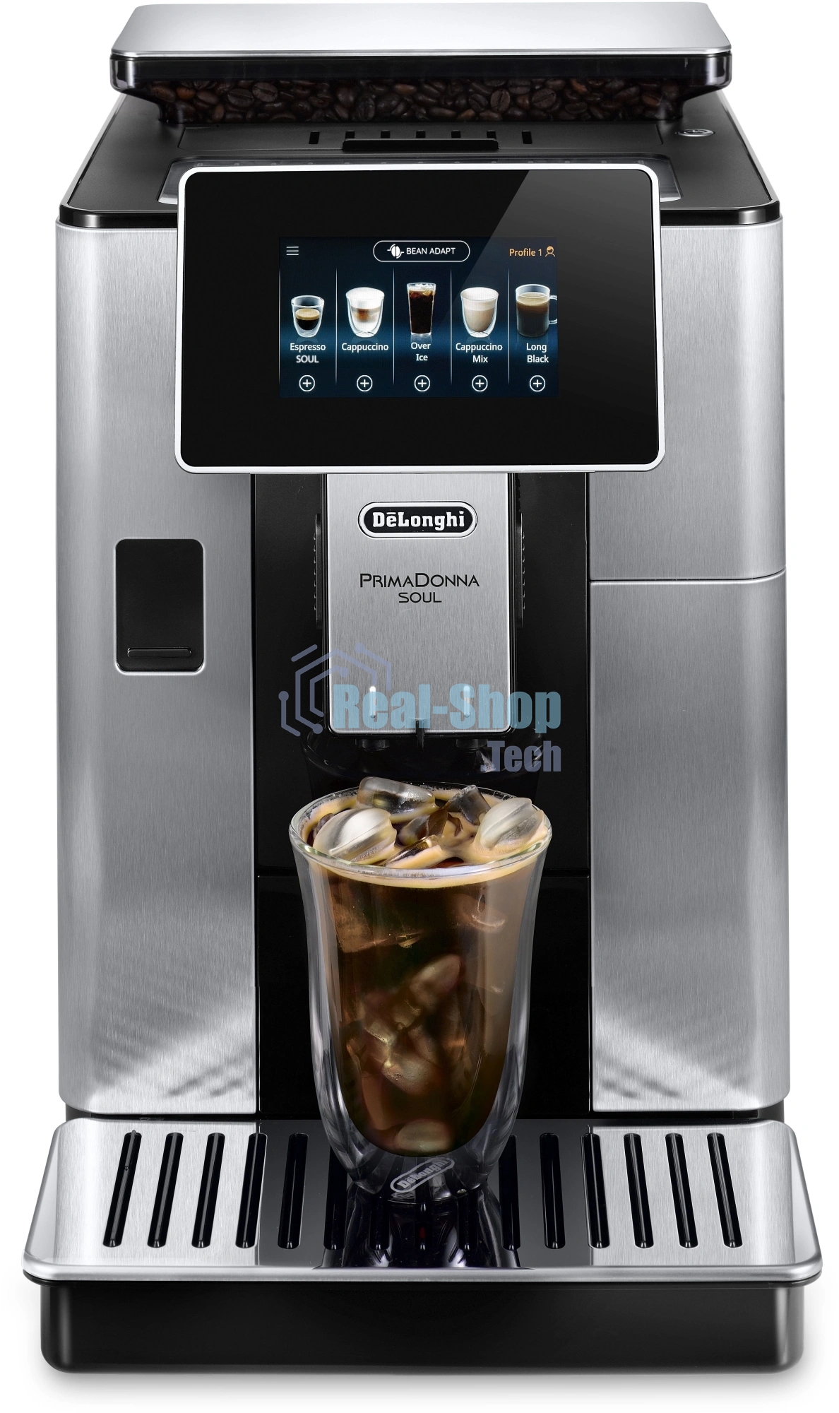 Кофемашина автоматическая DeLonghi ECAM610.74.MB черный/серебристый, исп. кофе - зерновой/молотый, 2.2 л, 1450 Вт, 19 Бар.