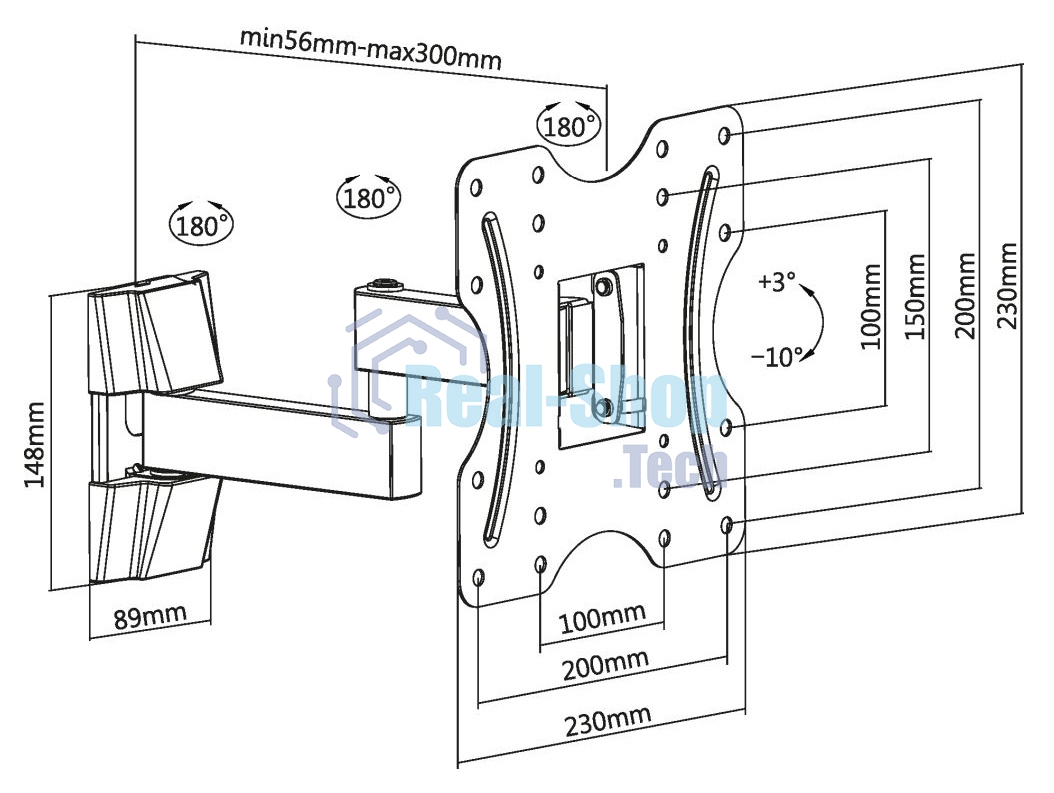 Кронштейн ЖК наклонно-поворотный 23-43