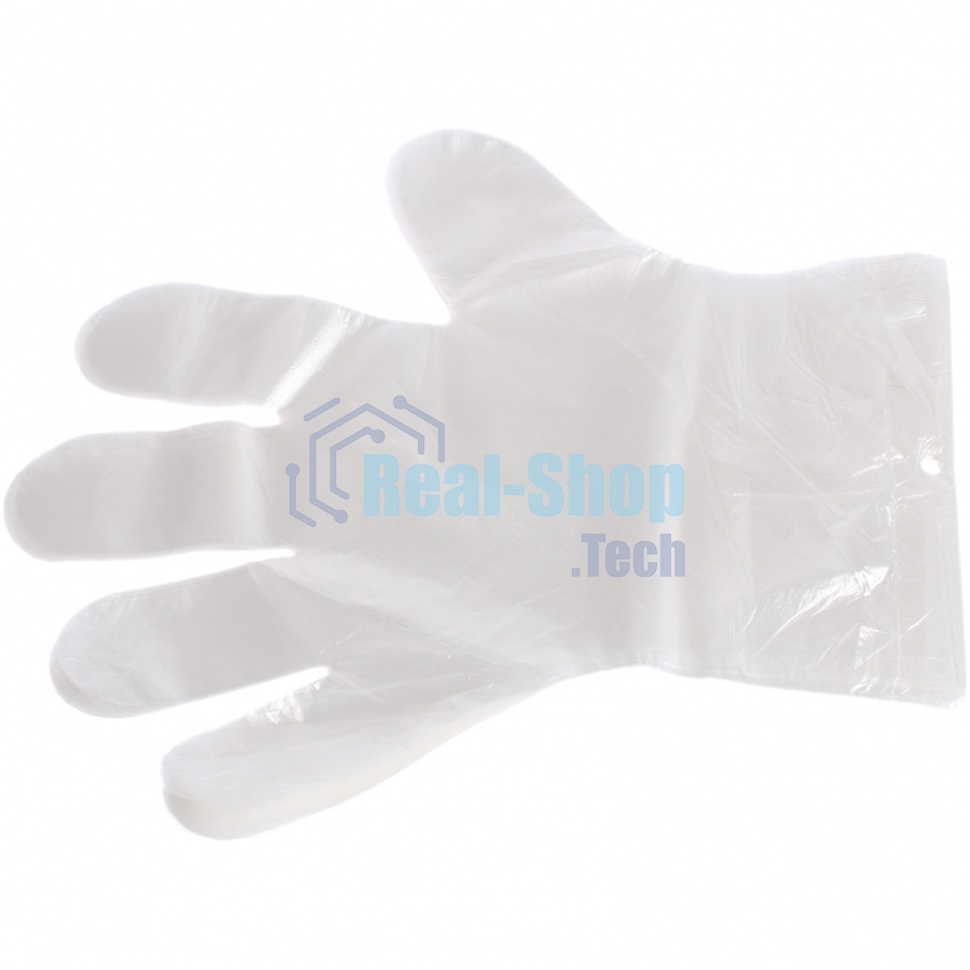 Перчатки одноразовые полиэтиленовые, прозрачные, 100 шт. (50 пар), L Россия