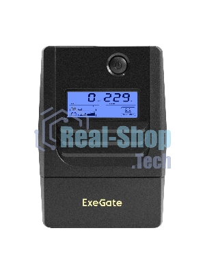ИБП ExeGate Smart LB-600.LCD.AVR.2SH (600VA/360W, LCD, AVR, 2*Schuko, батарея 12V 7.2Ah, Black)