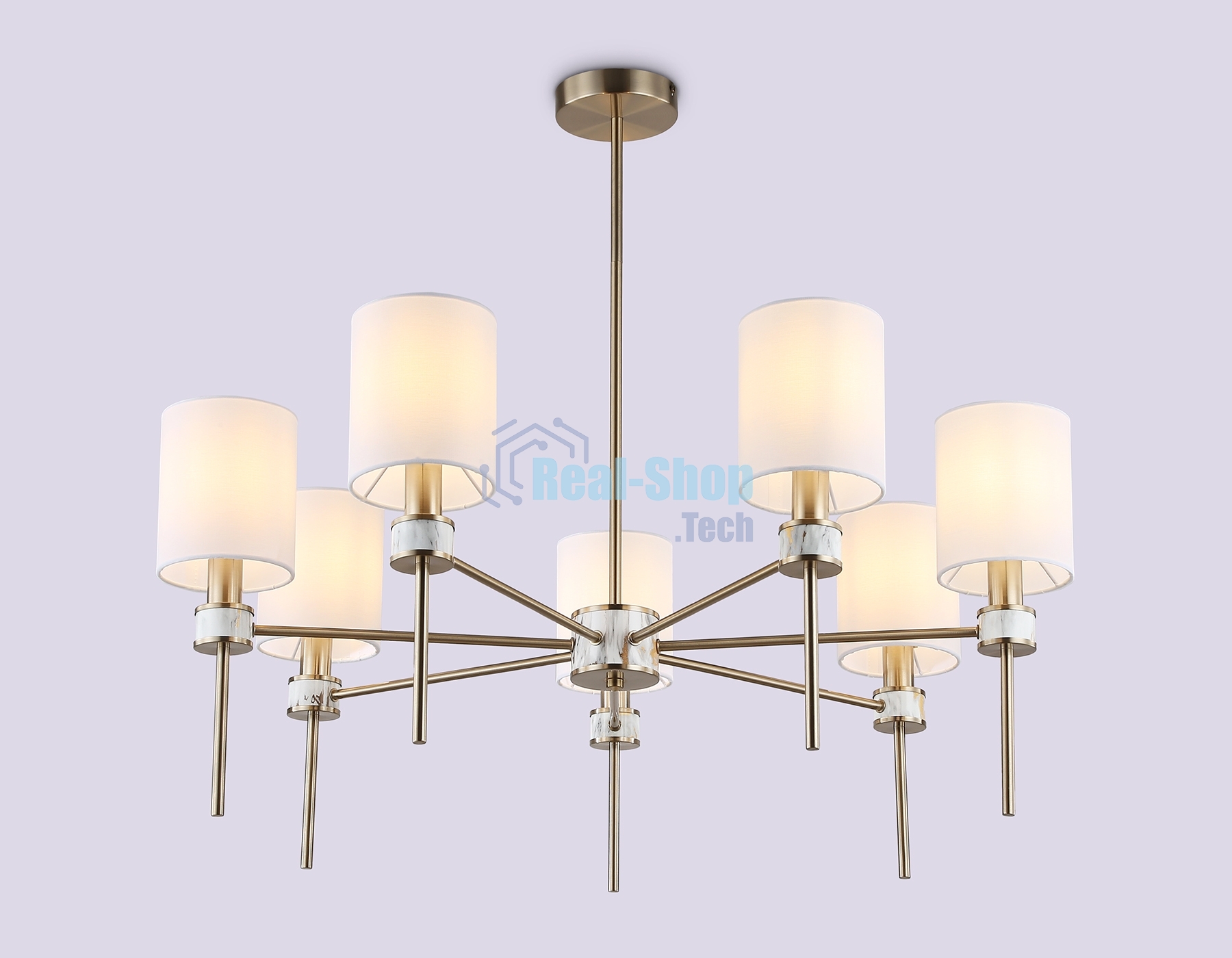 Люстра Ambrella light LH72373/7 DBS/WH темная латунь/белый E14/7 max 40W D840*720