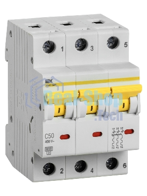 Выключатель автоматический трехполюсный ВА47-60M 3Р 50А 6кА С MVA31-3-050-C IEK