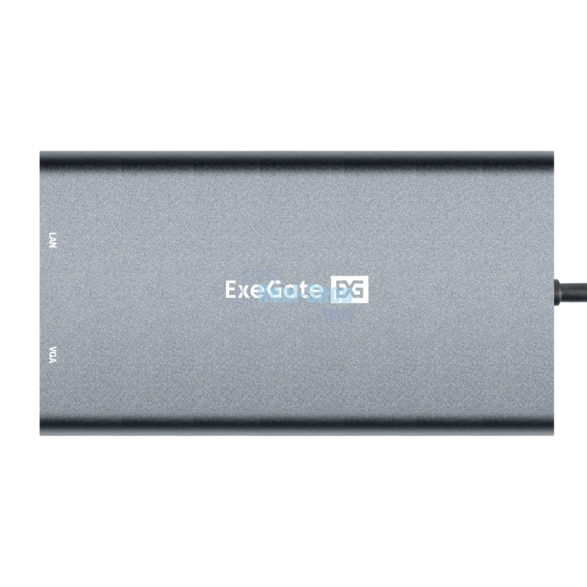 USB-концентратор ExeGate EX293985RUS DUB-31C/MAX (кабель-адаптер USB Type-C --> 3xUSB3.0 + Card Reader + PD 100W + HDMI 4K@30Hz + VGA + Audio + Lan RJ45 10/100/1000Mb, Plug&Play, серый)