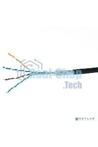 Кабель Cablexpert, SFTP5e, 4 пары, 0.51 мм, медь, однож., экран, оплетка, 305 м, для внешней прокладки, Fluke Test, черный