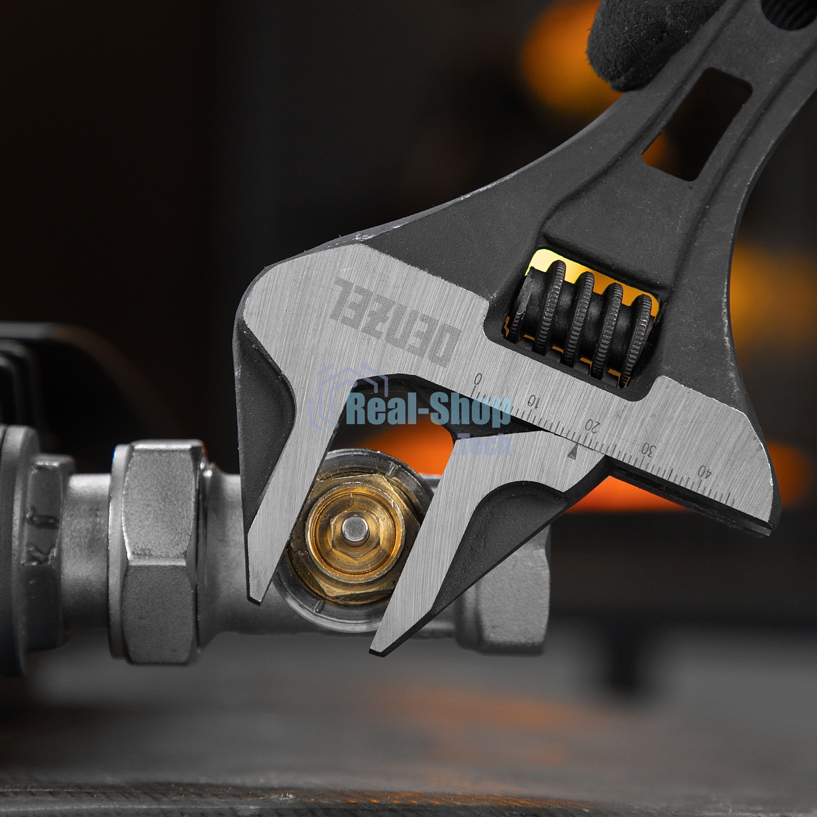 Ключ разводной Denzel 185 мм, CrV, кованый, укороченная рукоятка