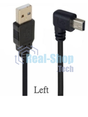 Кабель USB Type A на Mini USB угол влево 0,5 м