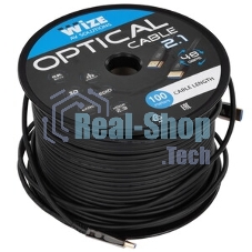 Кабель HDMI Wize AOC-8K-HM-HM-100M оптический,100 м, 8K/60HZ 4:4:4, v.2.1, ARC, 19M/19M, HDCP 2.2, Ethernet, черный, коробка