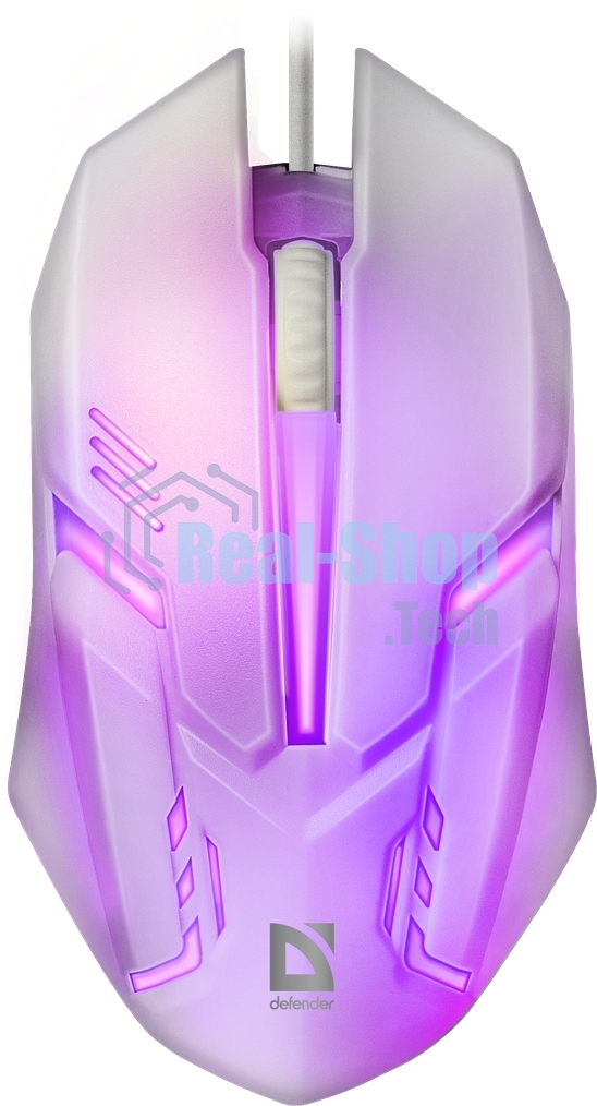 Мышь проводная Defender Cyber MB-560L белый, 1200 dpi, USB, кнопки - 3