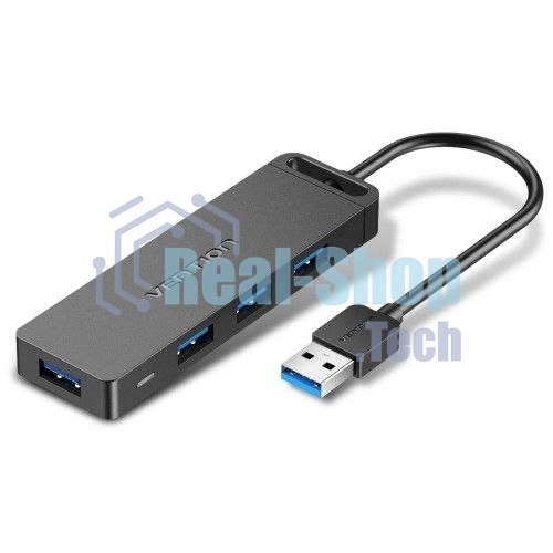 USB-концентратор Vention OTG USB 3.0 на 4 порта черный - 0.15м. Концентратор Vention OTG USB 3.0 на 4 порта черный - 0.15м.