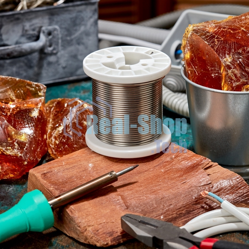 Припой Rexant ПОСу 95-5, 500г, Ø2мм, (олово 95%, сурьма 5%), бессвинцовый, ГОСТ 21931-76, катушка