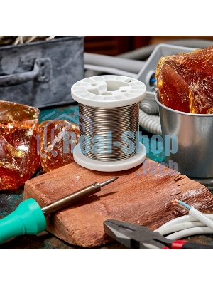 Припой Rexant ПОСу 95-5, 500г, Ø2мм, (олово 95%, сурьма 5%), бессвинцовый, ГОСТ 21931-76, катушка