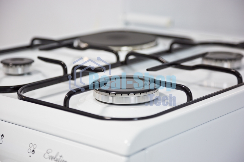 Плита комбинированная De Luxe 506031.00ГЭ (КР) белый, конфорок 4 шт, духовка 60 л, 50 см x 85 см x 60 см