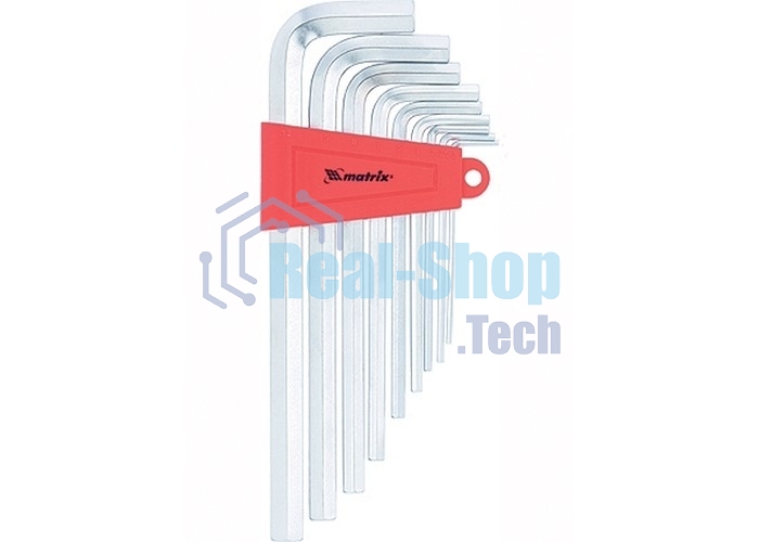 Набор ключей имбусовых Matrix HEX, 2–12 мм, CrV, 9 шт., удлиненные, сатин.