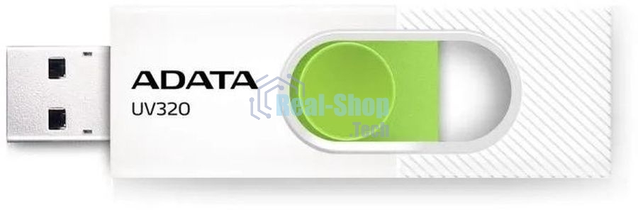 Флешка USB ADATA UV320 (AUV320-32G-RWHGN), 32Gb, USB 3.2, R/W 100/30, белый/зеленый
