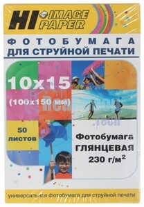 Фотобумага глянцевая односторонняя (Hi-image paper) 10x15, 260 г/м, 50 л.