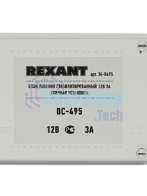 Блок питания стабилизированный Rexant 12В, 3А, уличная установка DC-495