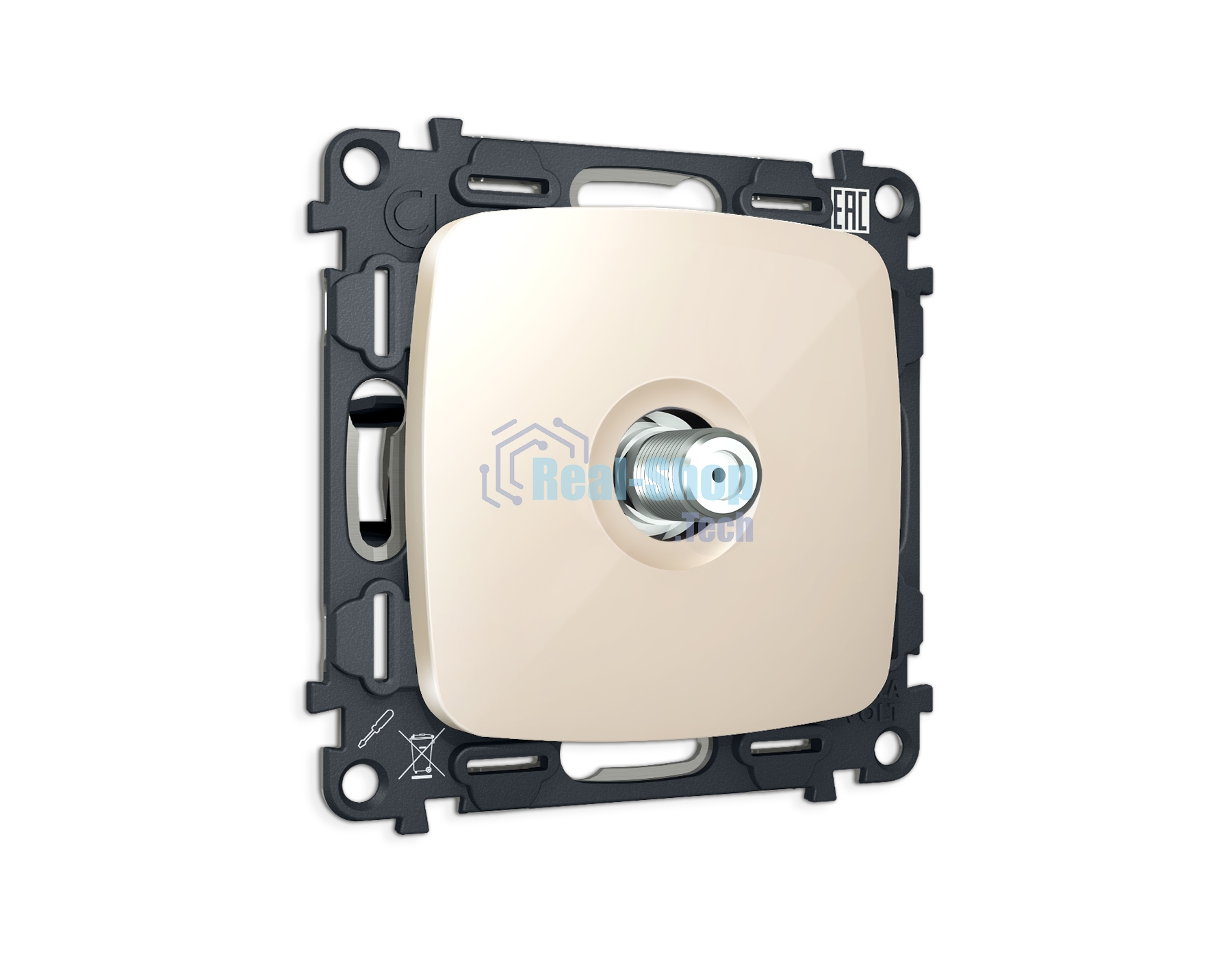 Комплект механизм TV розетки SAT 5-2400MHz 3.5dB OMEGA Бежевый глянец QUANT (OP3130, VM215) MO313050