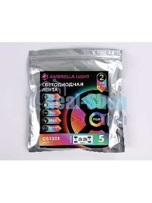Светодиодная лента Ambrella light GS2301 5050 30Led/ 7.2W m/ 12V IP65 RGB/ 5000*10*2.87mm (4 конт.)