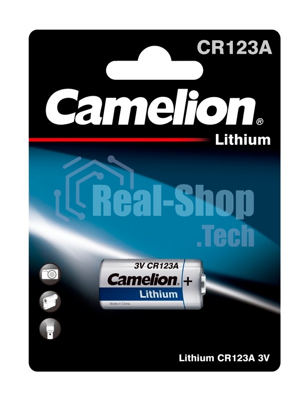 Батарея Camelion CR123A BL-1 (CR123A-BP1, батарейка фото,3В)