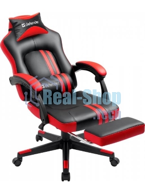 Кресло Defender DIABLO BLACK/RED черный/красный, экокожа, подставка для ног