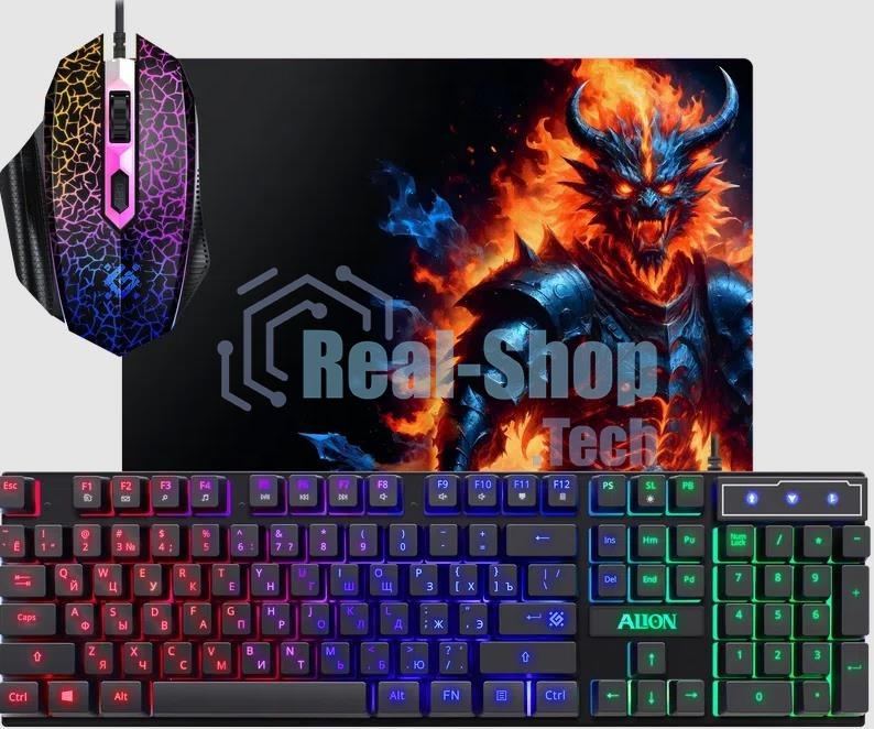 Комплект клавиатура+мышь Defender Alion GS-987 проводной, USB, 2400 DPI, чёрный