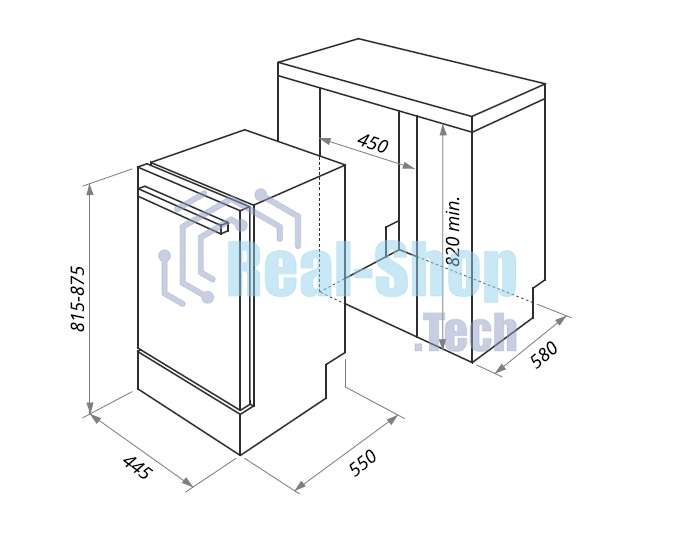 Встраиваемая посудомоечная машина Maunfeld MLP-08IMR, черный, 44.5 см, 10 компл., 47 дБ, класс A++