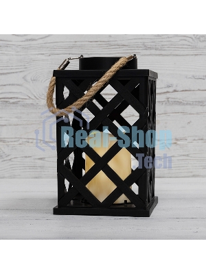 Декоративный фонарь Neon-night на солнечной батарее 14х14х24 см, черный плетеный корпус, теплый белый цвет свечения