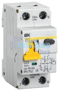 Выключатель автоматический дифференциального тока ИЭК 2п 20А/30мА CАВДТ 32 MAD22-5-020-C-30