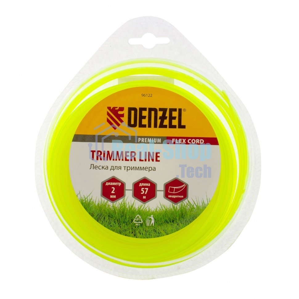 Леска для триммера Denzel квадрат 2 мм х 57 м, блистер FLEX CORD
