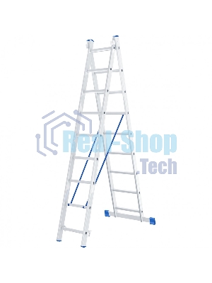 Лестница Сибртех, 2 х 9 ступеней, алюминиевая, двухсекционная