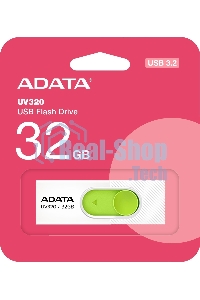 Флешка USB ADATA UV320 (AUV320-32G-RWHGN), 32Gb, USB 3.2, R/W 100/30, белый/зеленый