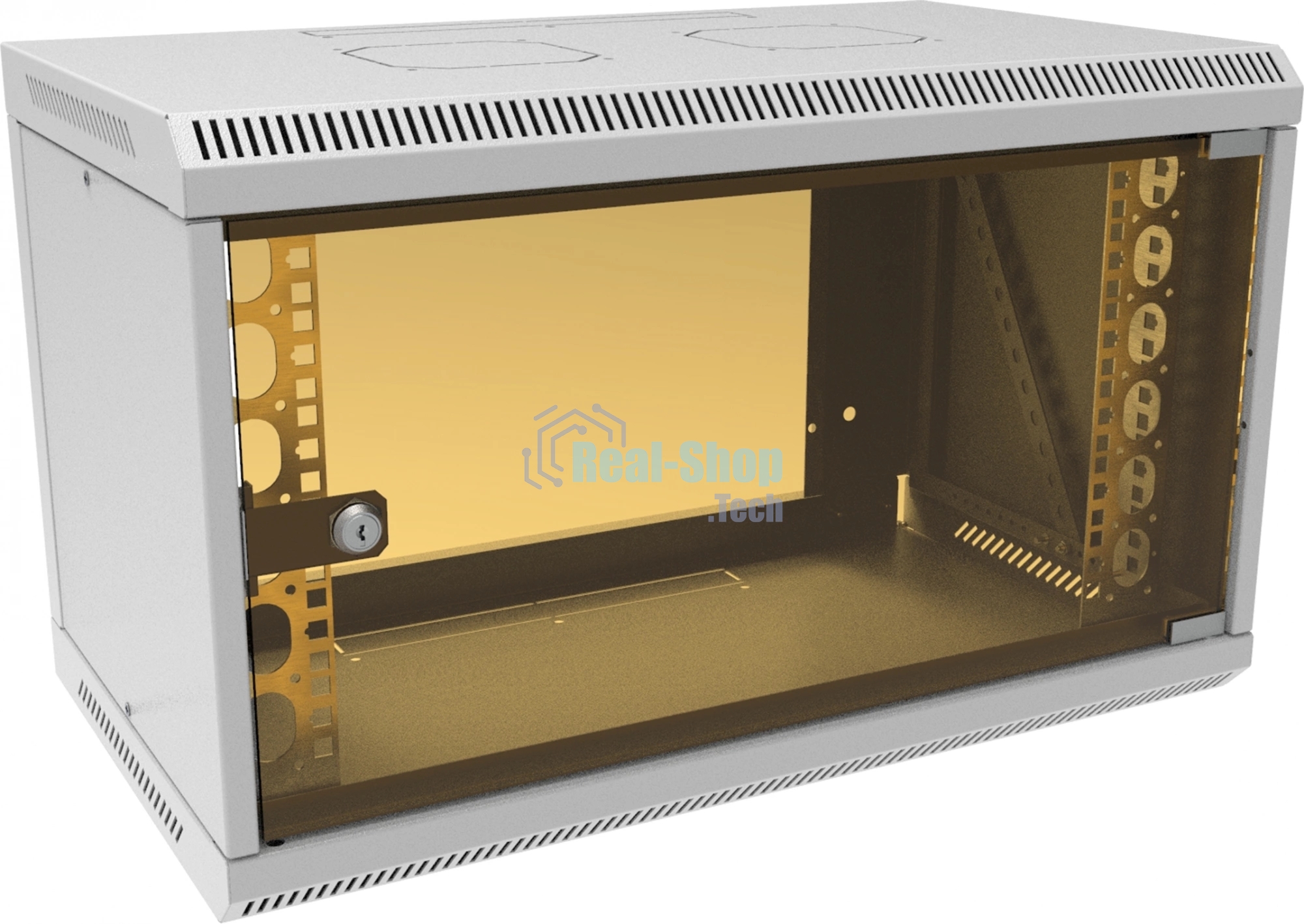 Шкаф коммутационный Suprlan (05-1060) настенный 6U 600x350 мм пер. дв. стекл направл. под закл. гайки 70 кг RAL 7035 285 мм 13.3 кг 360 мм