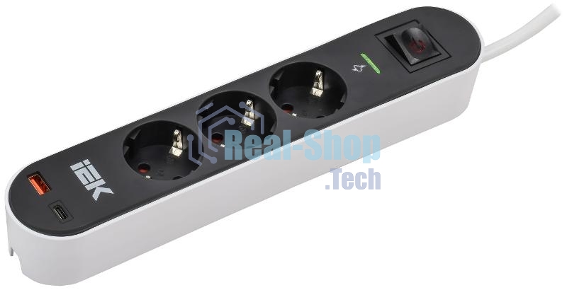 Фильтр сетевой СФ-03К 16А USB A+C 20Вт 1,5м 3х1,5мм2 черный