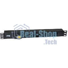 Блок розеток ITK PDU 7 розеток DIN49440 (нем. cтанд.) с LED выключателем, 1U, шнур 2м вилка DIN49441 (нем. станд.), профиль из ПВХ, черный