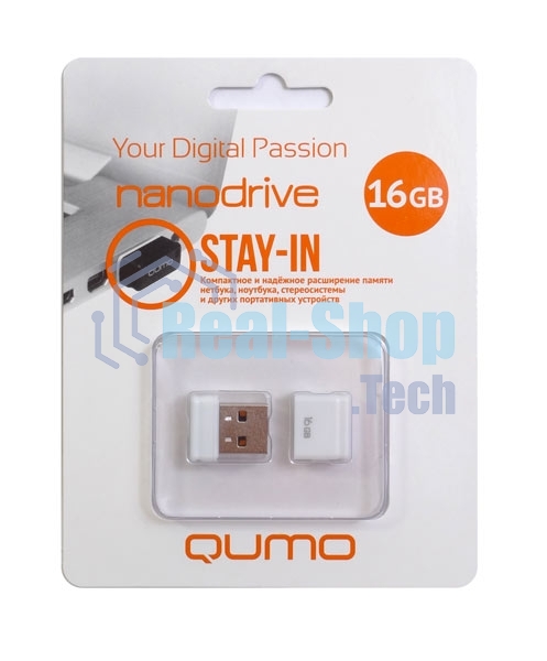 Флешка USB QUMO 16Gb, NANO QM16GUD-NANO-W белый