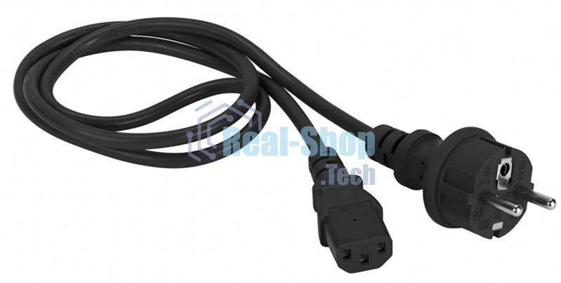 Шнур питания Lanmaster C13-Schuko прямая, 3х0.75, 220В, 10А, черный, 2 метра