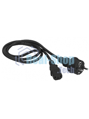 Шнур питания Lanmaster C13-Schuko прямая, 3х0.75, 220В, 10А, черный, 2 метра
