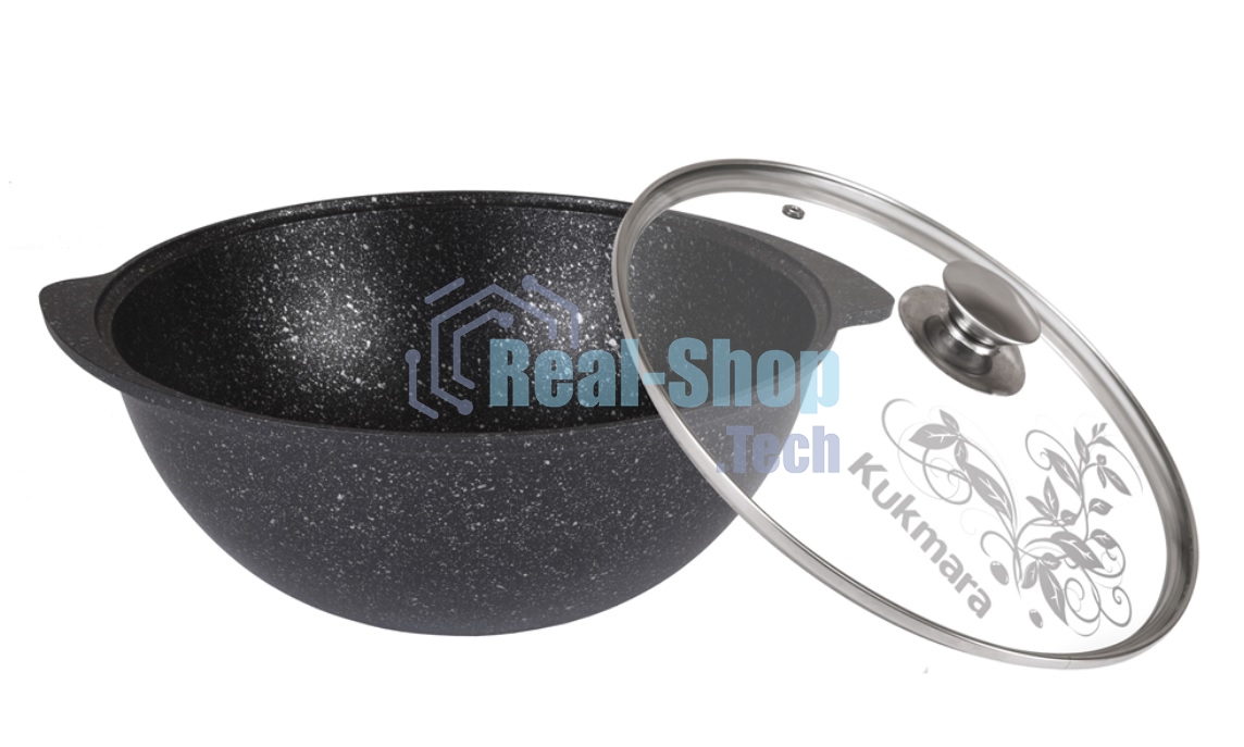 Казан для плова Kukmara 3,5 л со стекл.крышкой, АП (темный мрамор) КМТ37а
